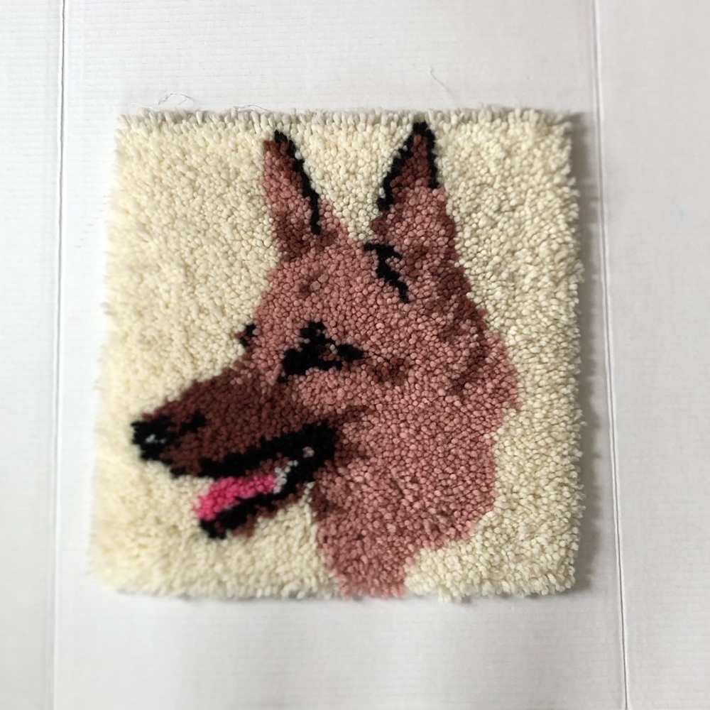 Handmade Shepherd Dog Wall Latch Hook Rug